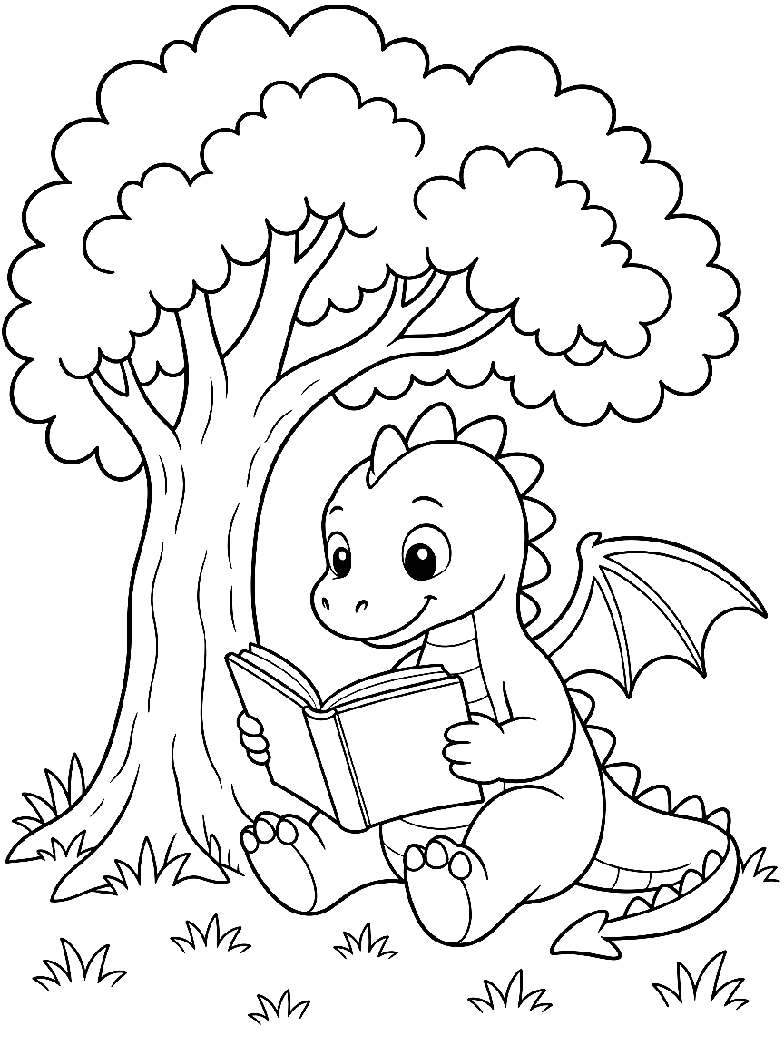 Dragon Story Time coloring page