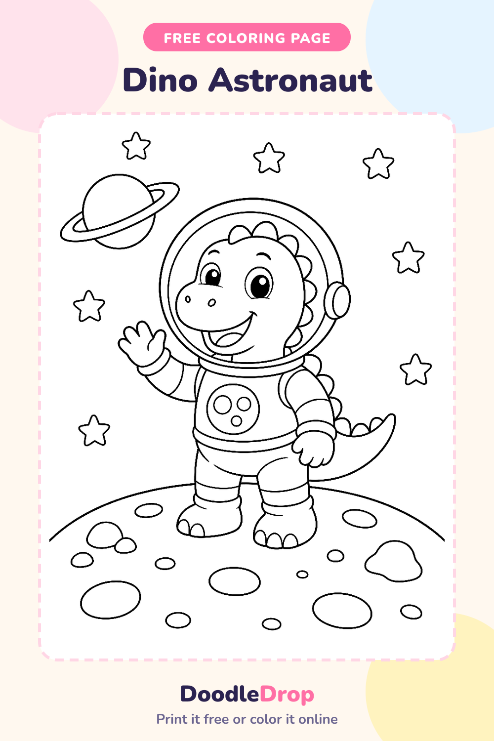 Dino Astronaut coloring page Pinterest pin