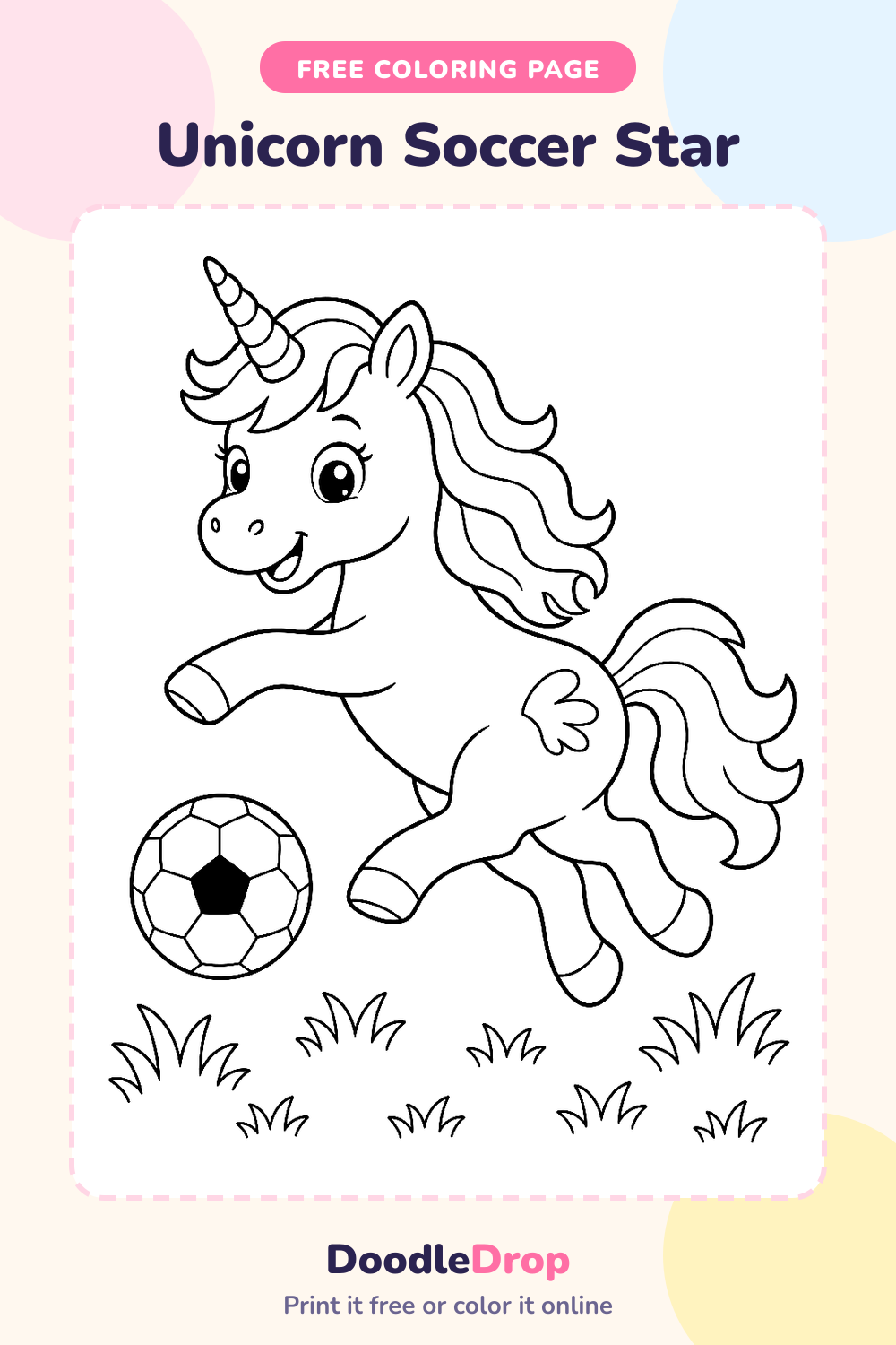 Unicorn Soccer Star coloring page Pinterest pin